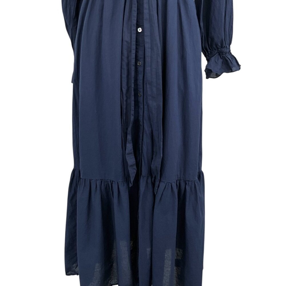 Xirena Lark Dress Navy Blue Maxi Button Down Belted Long Sleeve Size Small S - Picture 3 of 11